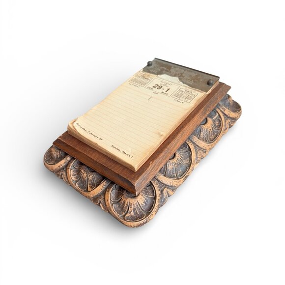 1936 Syroco Wood Brass Carved Desk Organizer Very Heavy - Picture 7 of 17